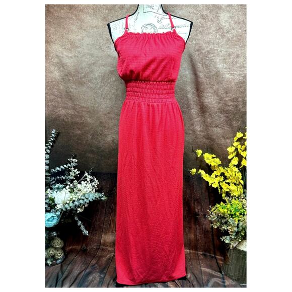 Michael Kors Geranium Smocked Maxi Dress Geranium S - Picture 1 of 14